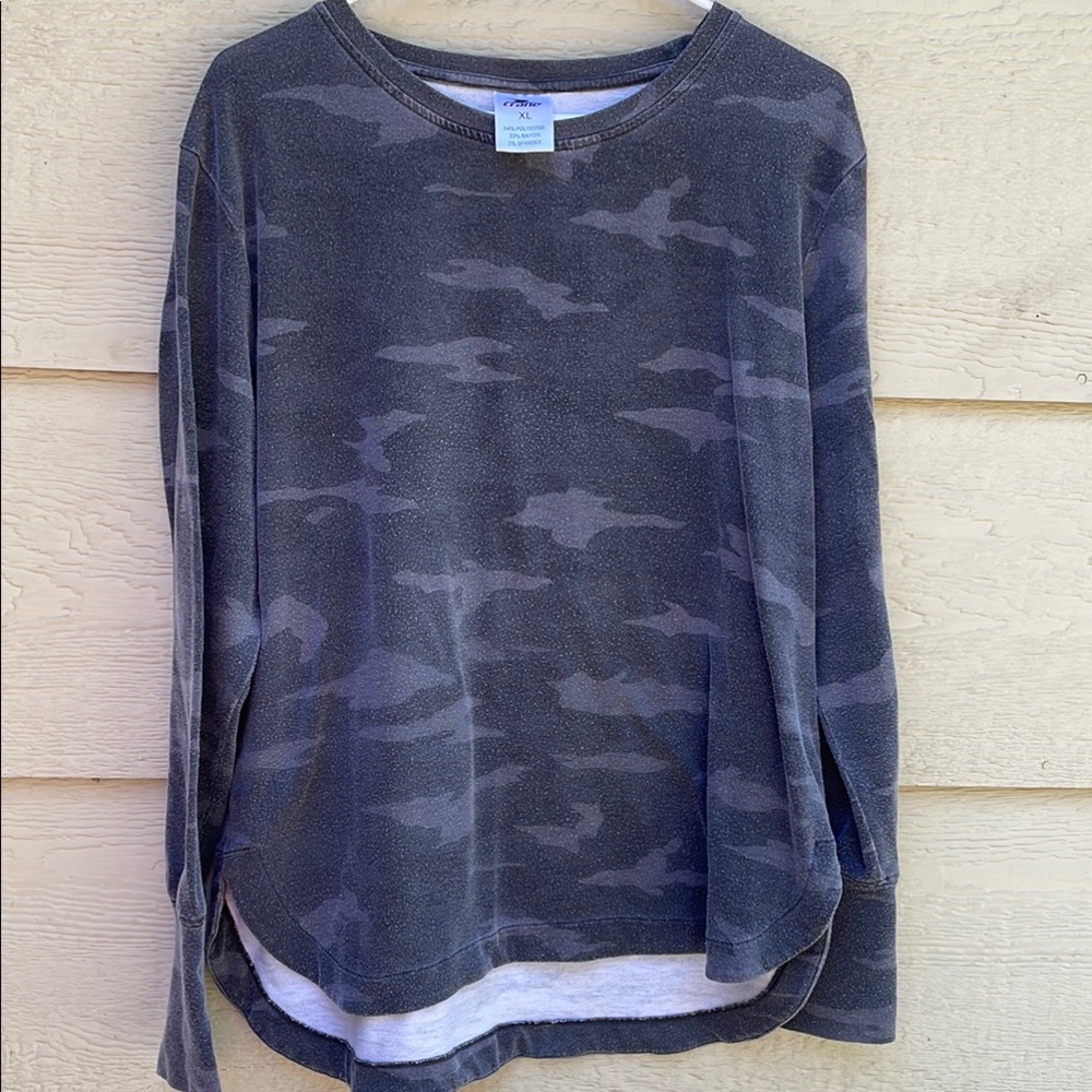 Gray Camo Long Sleeve Top